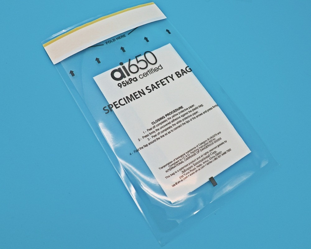 AIC 95 kPa résistant à haute pression Sacs d'échantillons clairs Pour le transport d'échantillons de sang