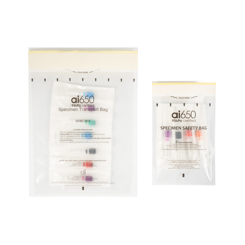 AIC 95kpa Vente à chaud Laboratoire auto scellant Fermeture éclair Fermeture à glissière Bio Hazard Bio Hazard Spécimen de transport Poly sac de spécimen