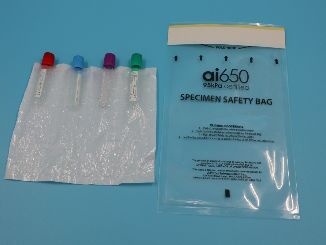 AI650 Ues Laboratoire médical 95kpa Sacs de transport de spécimens Sacs d'isolation pour risques biologiques Sacs de sécurité Recherche clinique