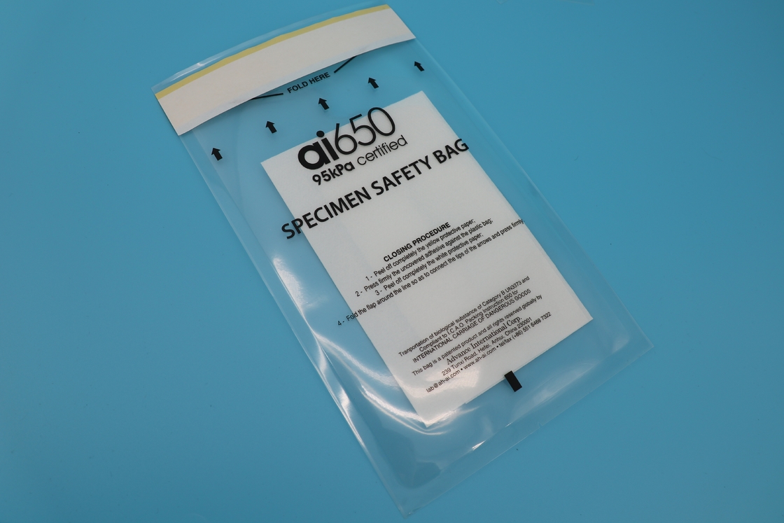 Transport de sacs de transport de spécimens de sécurité de 300 mm x 420 mm 95 KPa pour des besoins médicaux ou cliniques