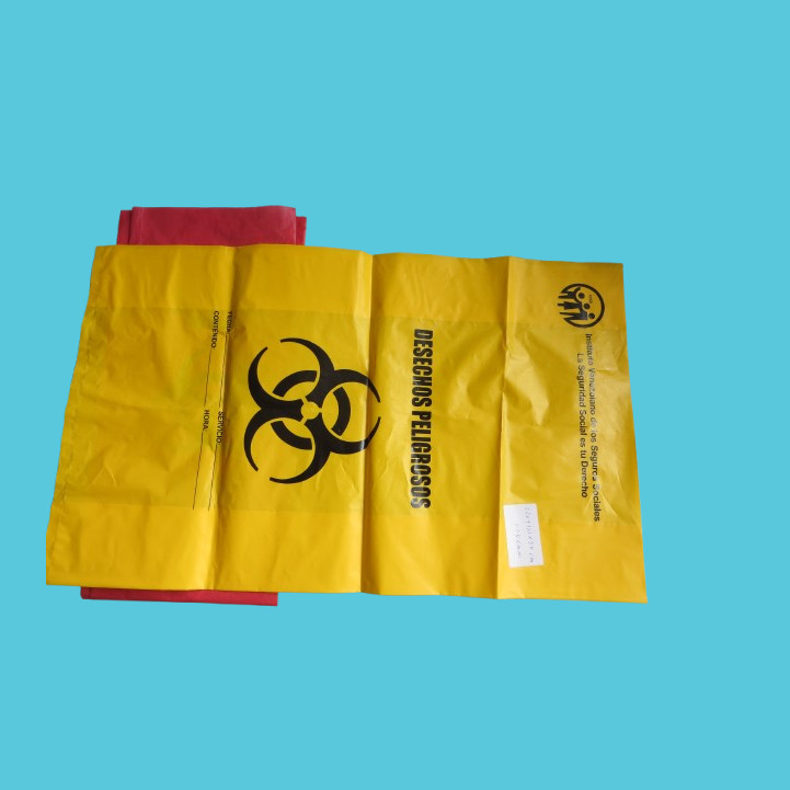 Sacs de risque biologique avec cordes de traction 12-16 gallons capacité 25 x 35 pouces avec une grande zone de marquage et patch indicateur de stérilisation