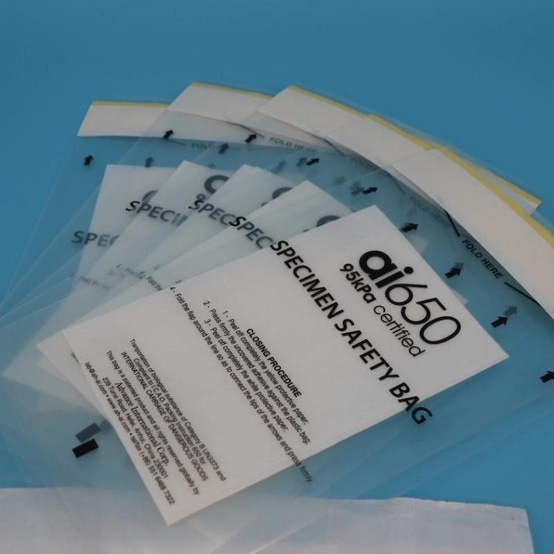 Produit d'usine 95kpa Sacs de spécimens recouvertables Sacs de transport de spécimens Fermeture à glissière Sacs de collecte de spécimens