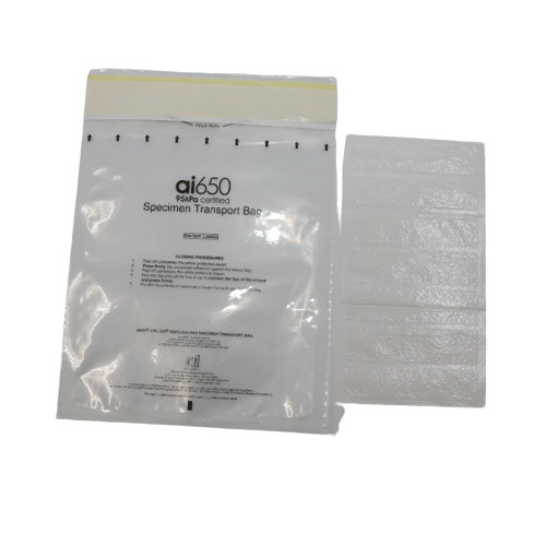 Taille de diapositive personnalisée Médical jetable de haute qualité Rouge Fermeture à glissière en plastique 95Kpa Transport Sac de prélèvement biochimique