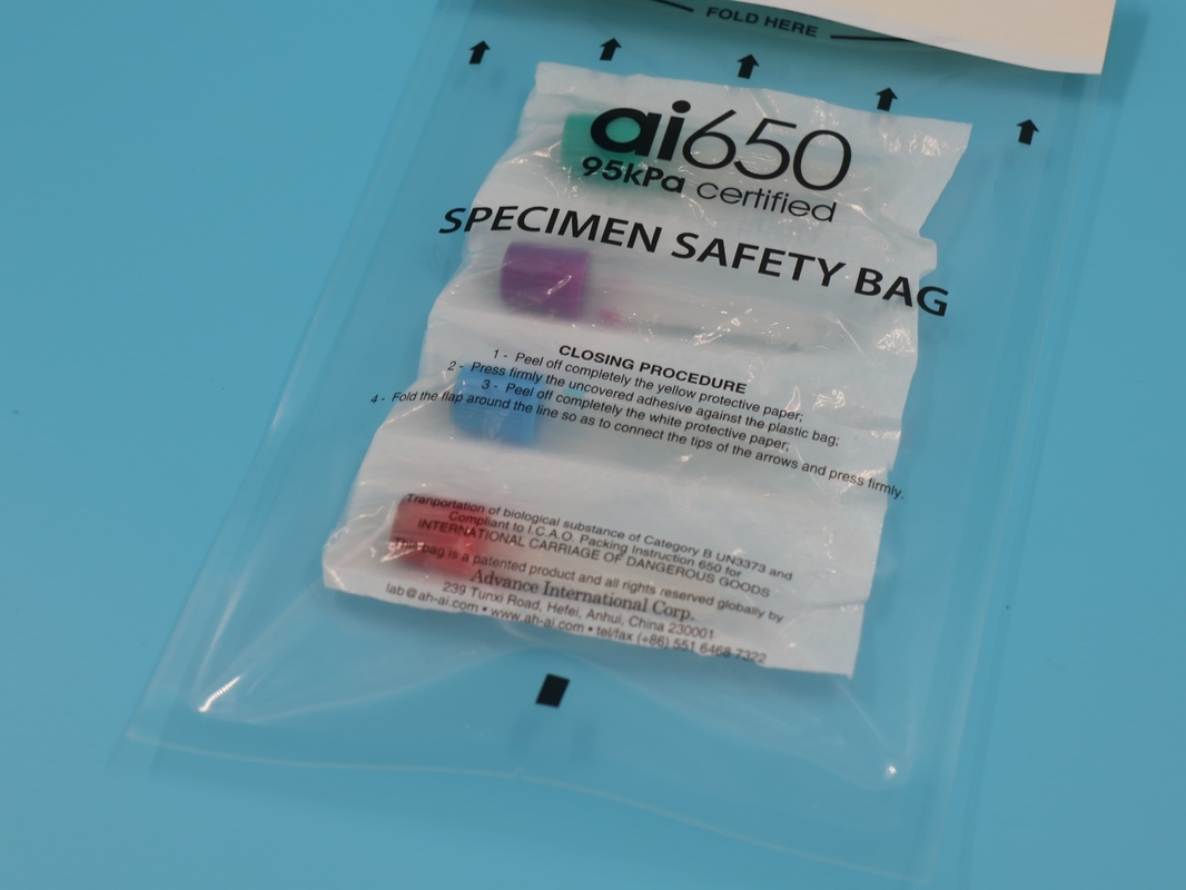 Sacs d'échantillons biohazard personnalisables pour le transport d'échantillons de laboratoire Fermeture éclaboussure PP et PE plastique pour les déchets et les industries chimiques