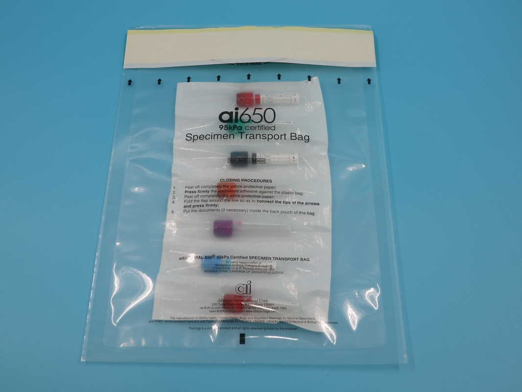 Sac à échantillons personnalisé à trois couches pour les tests médicaux, la pathologie, le transport des échantillons biologiques, les sacs en plastique