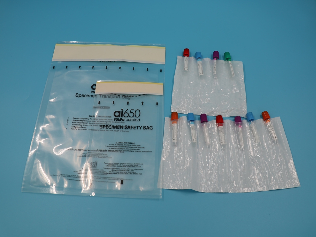 Sacs de transport d'échantillons biologiques de qualité médicale pour échantillons de diagnostic, ligne rouge, étanches