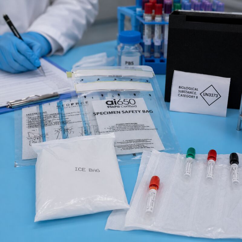 Sacs de transport d'échantillons à pression nominale de 95 kPa  Sacs à risque biologique à l'épreuve des fuites pour un usage médical et de laboratoire