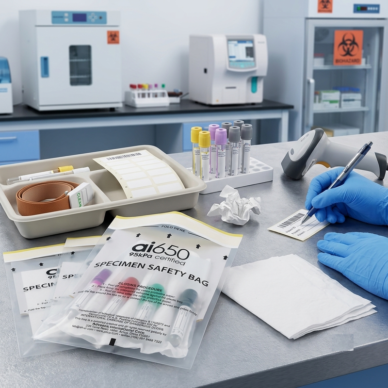 Sac d'échantillons en gros | Sac de transport pour risques biologiques certifié FDA avec fermeture à glissière et tampon absorbant – Idéal pour les laboratoires, les hôpitaux et les cliniques